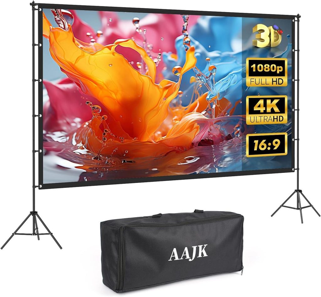 AAJK 100-Inch Projector Screen Showdown: Tested 4K HD Convenience vs. Outdoor Movie Magic